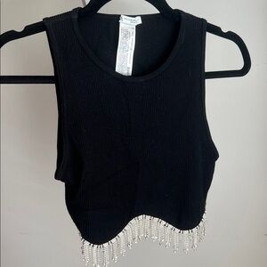 Zara Sleeveless Crop Top with Beaded Fringe